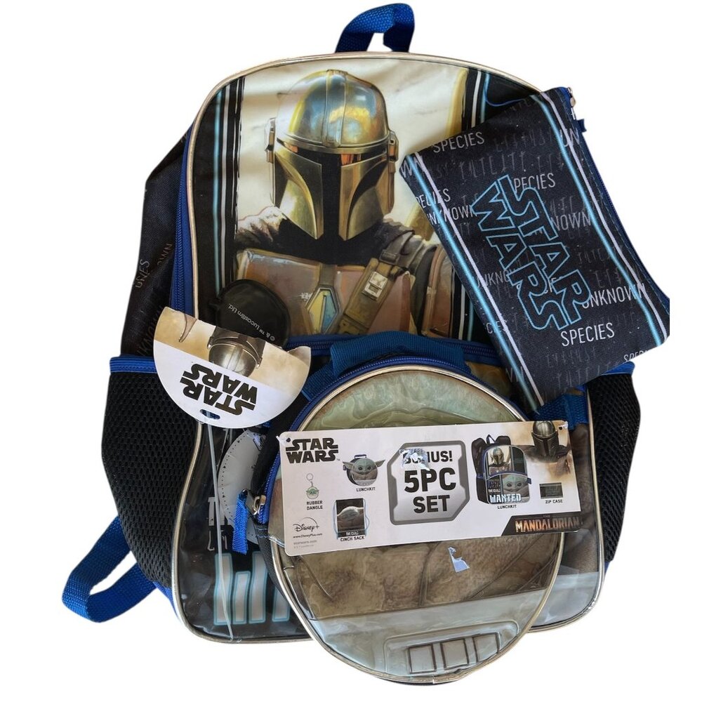 Star Wars The Mandalorian 5 Piece School Backpack Set Grogu The‎ Child NWT
